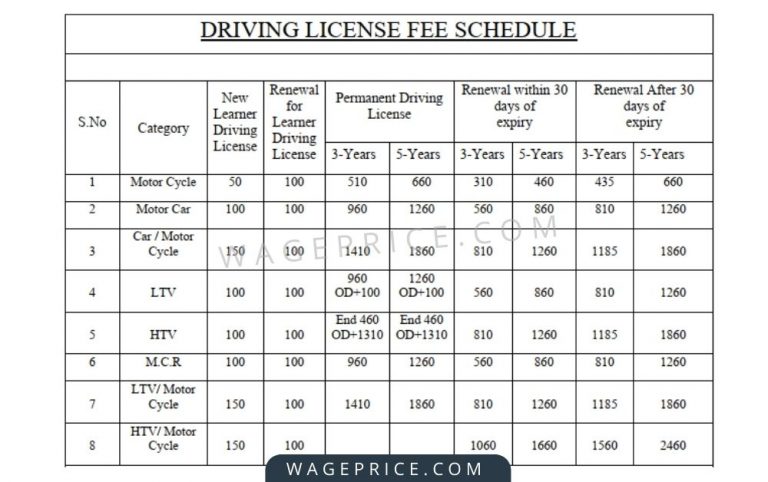 Sindh Police Driving License Fees