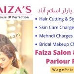 Faiza's Salon Islamabad Price List 2022