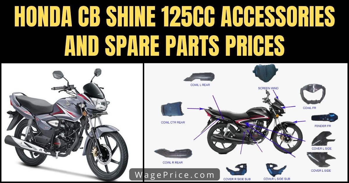Honda CB Shine 125cc Accessories and Spare Parts Price List 2022