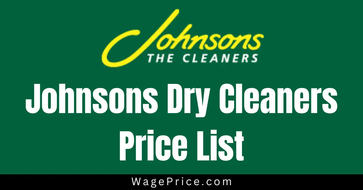 Johnsons Dry Cleaners Price List 2024 (UK)