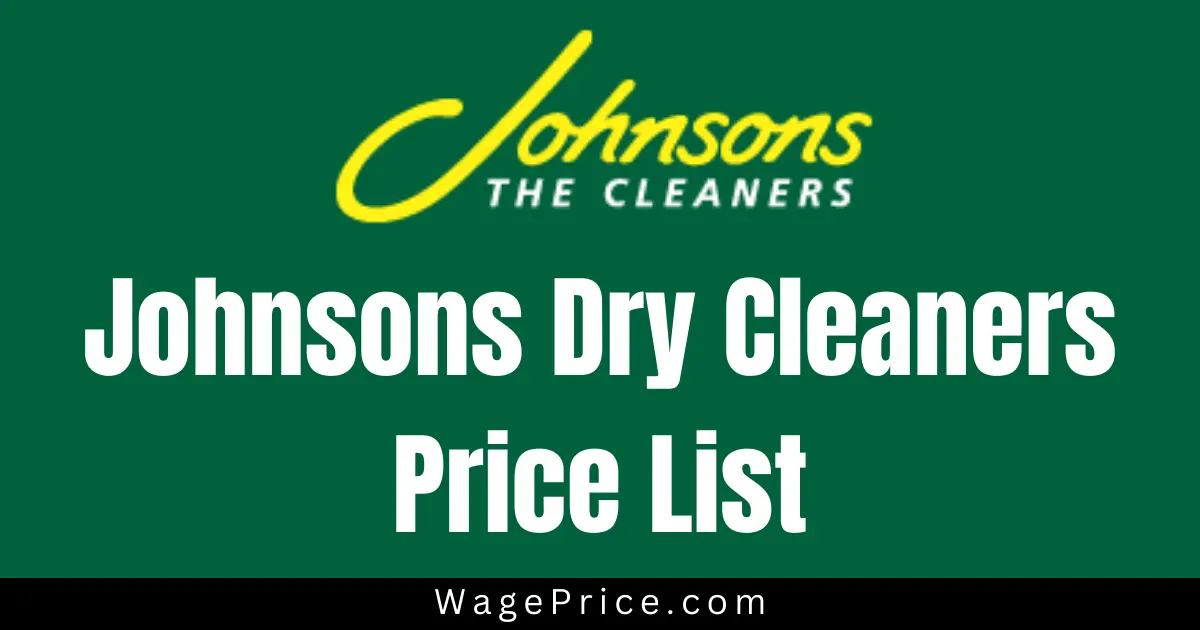 Johnsons Dry Cleaners Price List 2024 UK 